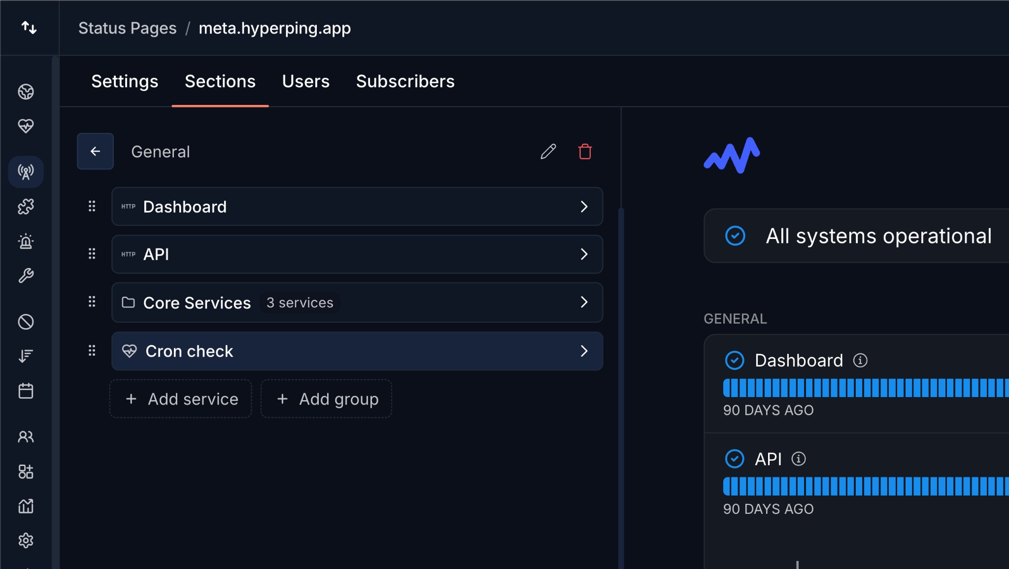 Healthchecks on Status Pages