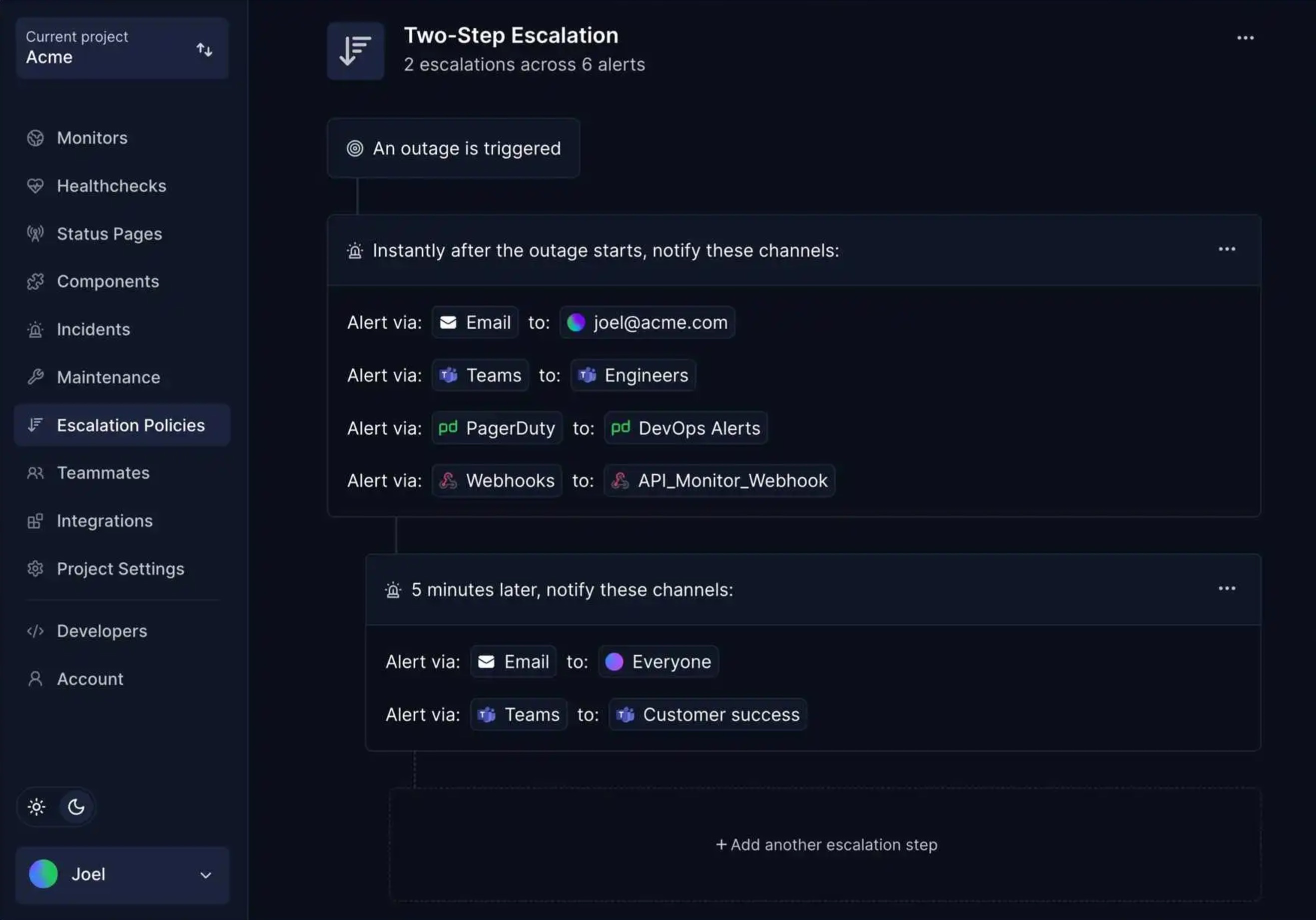 Escalation policies