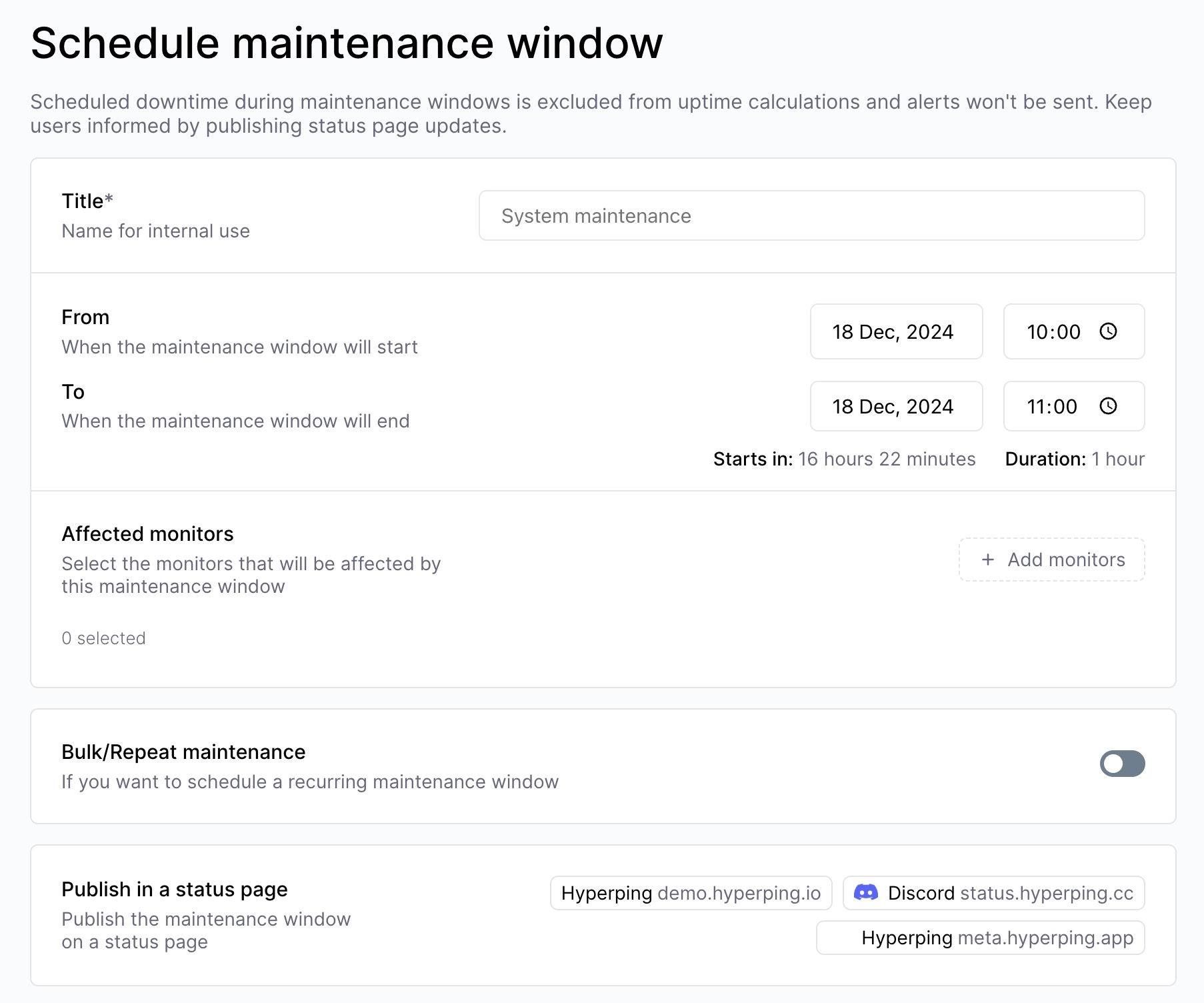 Maintenance Window