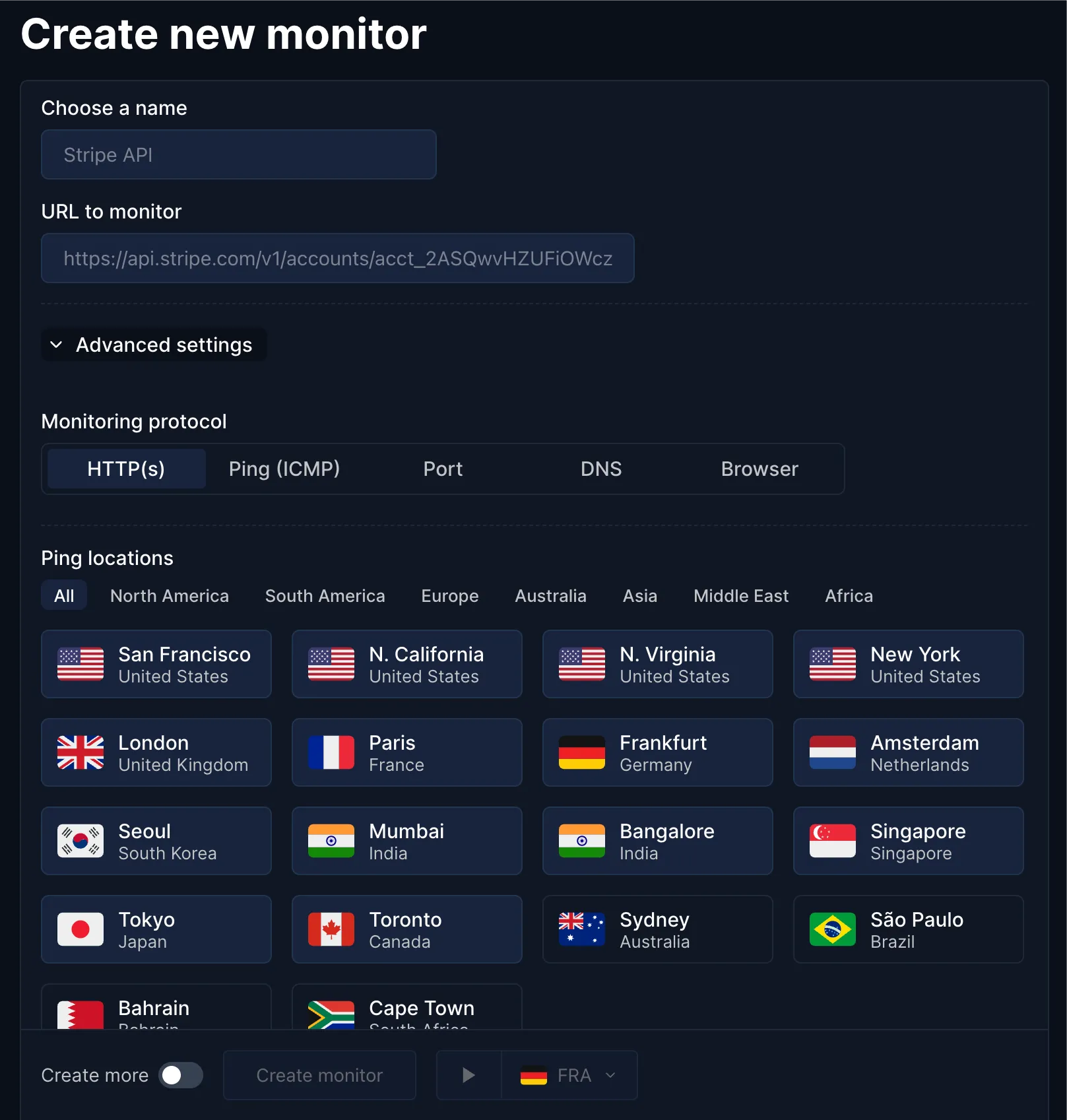 Create monitor interface