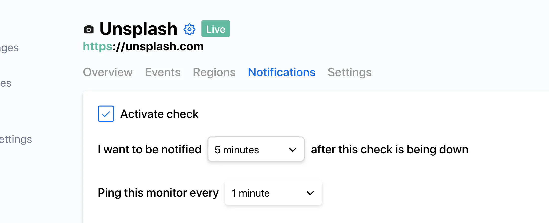 Notification delay setting in the Notifications tab