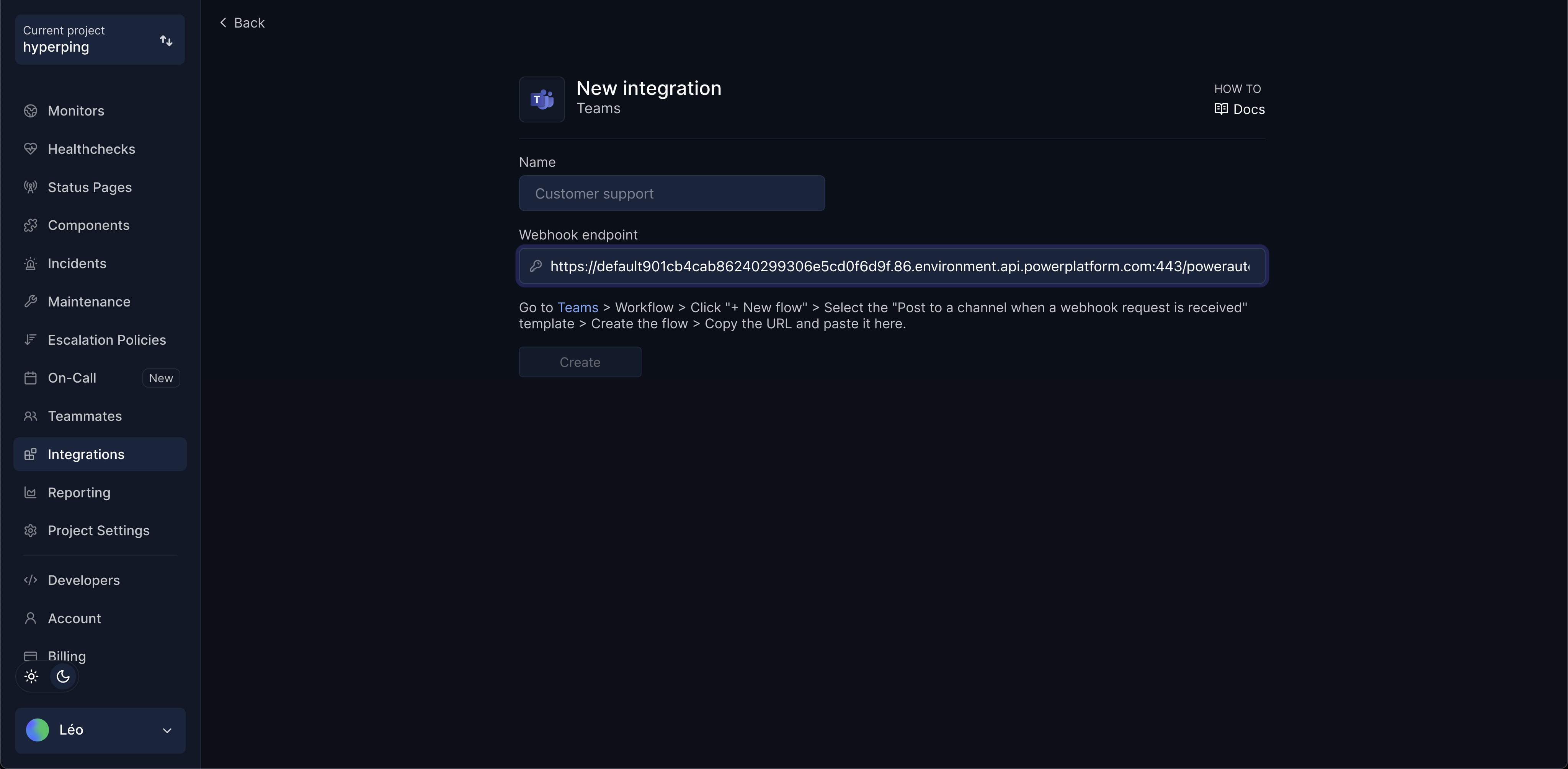 Hyperping integrations page