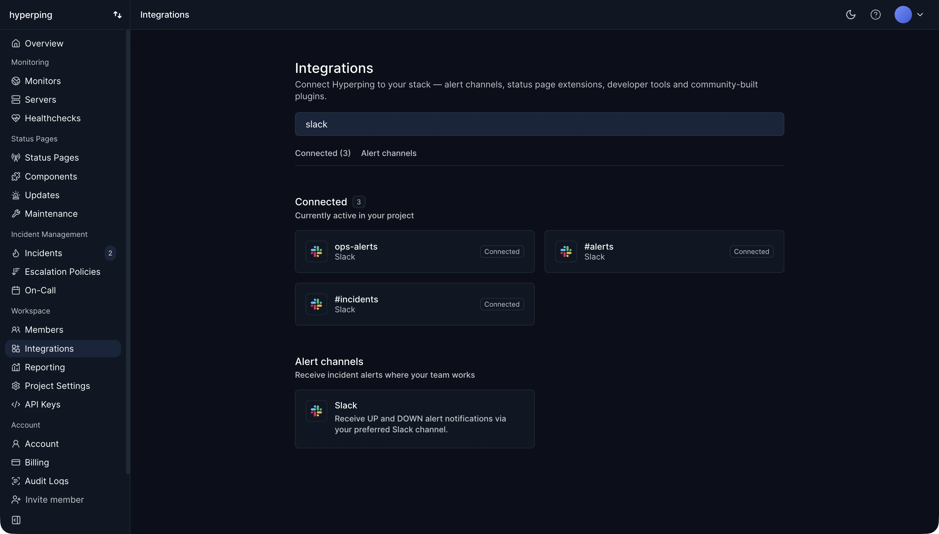 Slack integration documentation