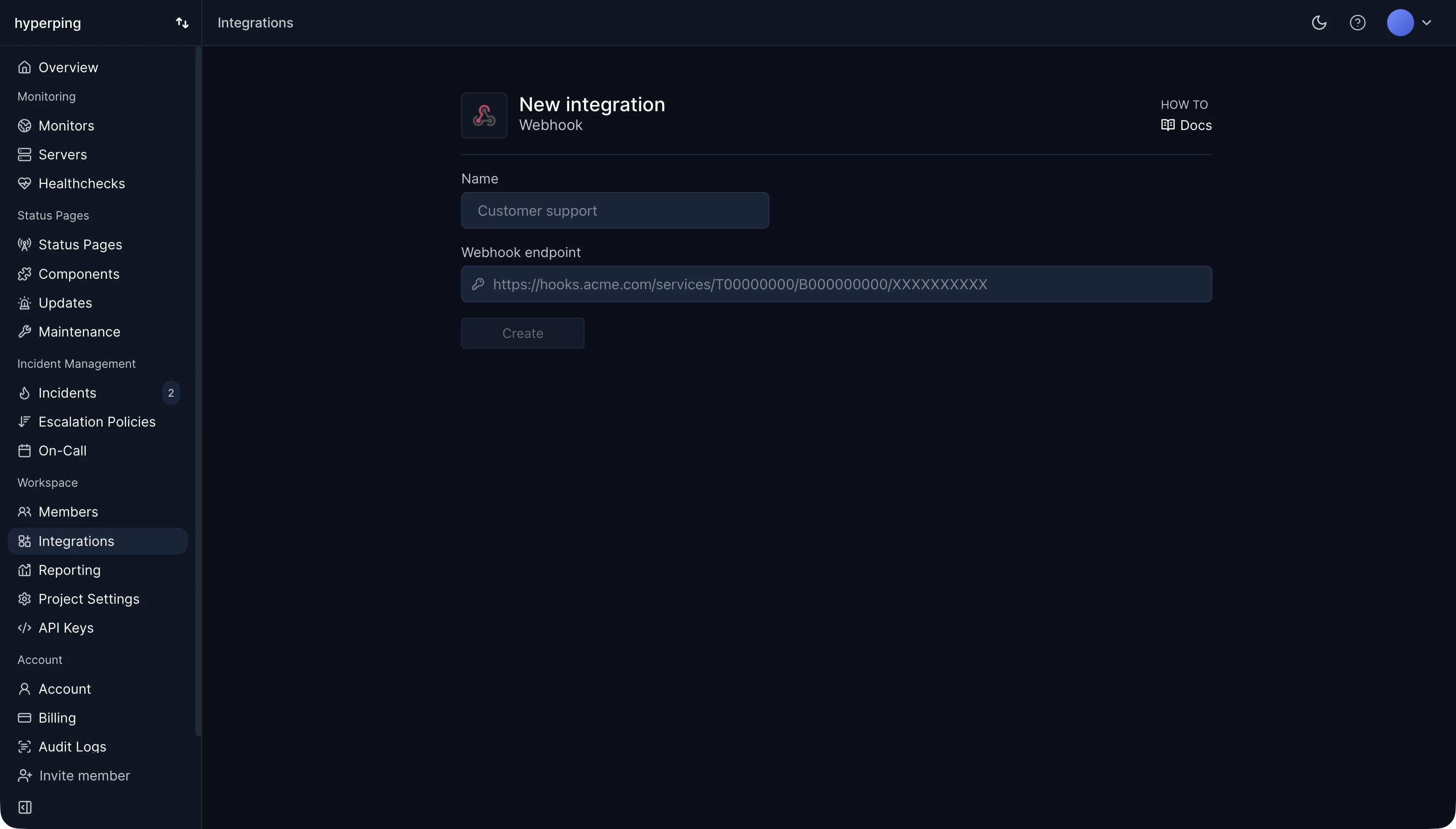 Webhooks integration setup