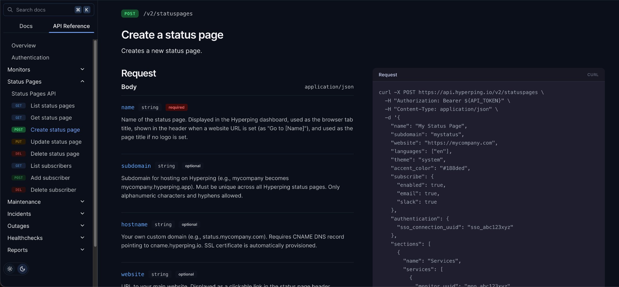 Status Page API Documentation