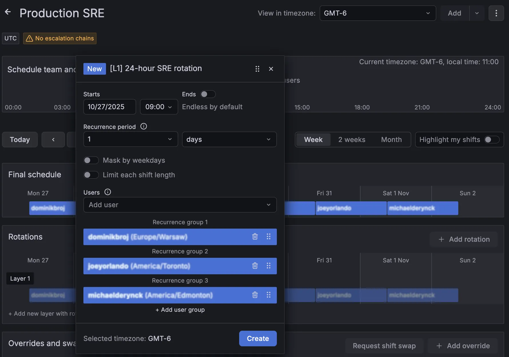 Grafana Cloud IRM dashboard