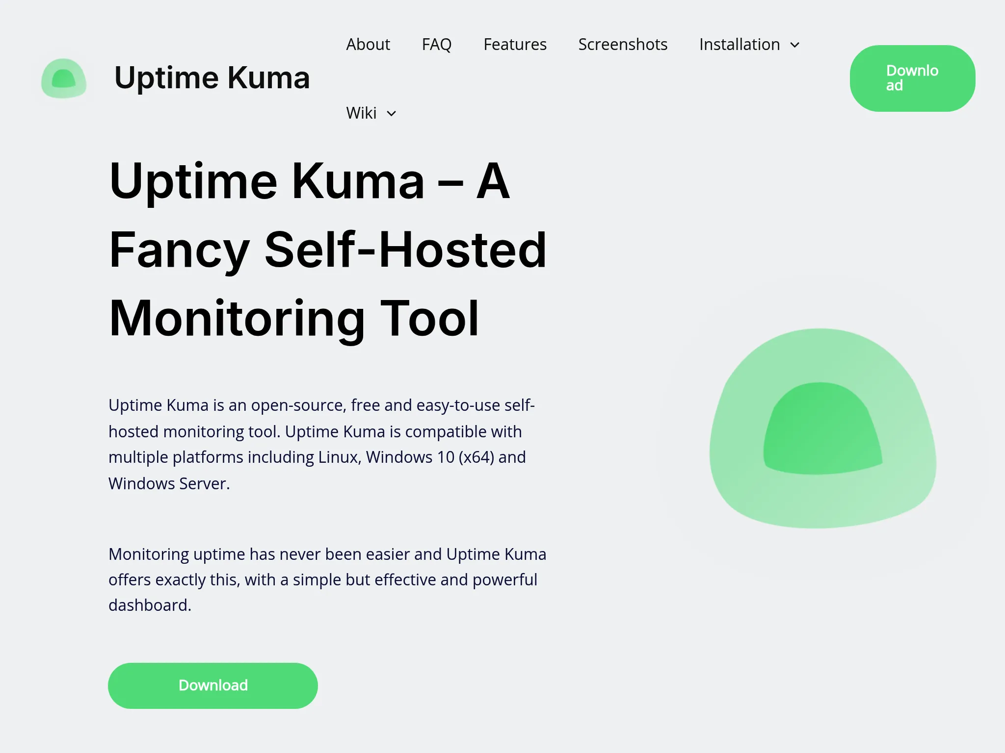 Uptime Kuma homepage